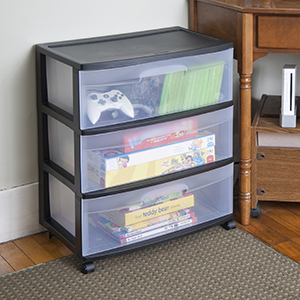 Sterilite 3 Drawer Wide Cart 2 Colors